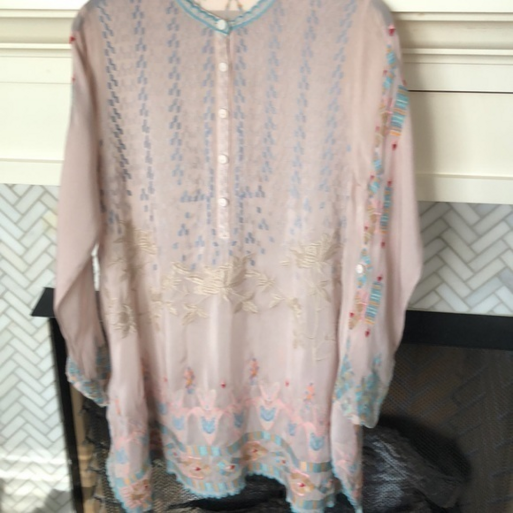 Johnny Was Tunic top heavily embroidered all over‎ extra small gorgeous colors